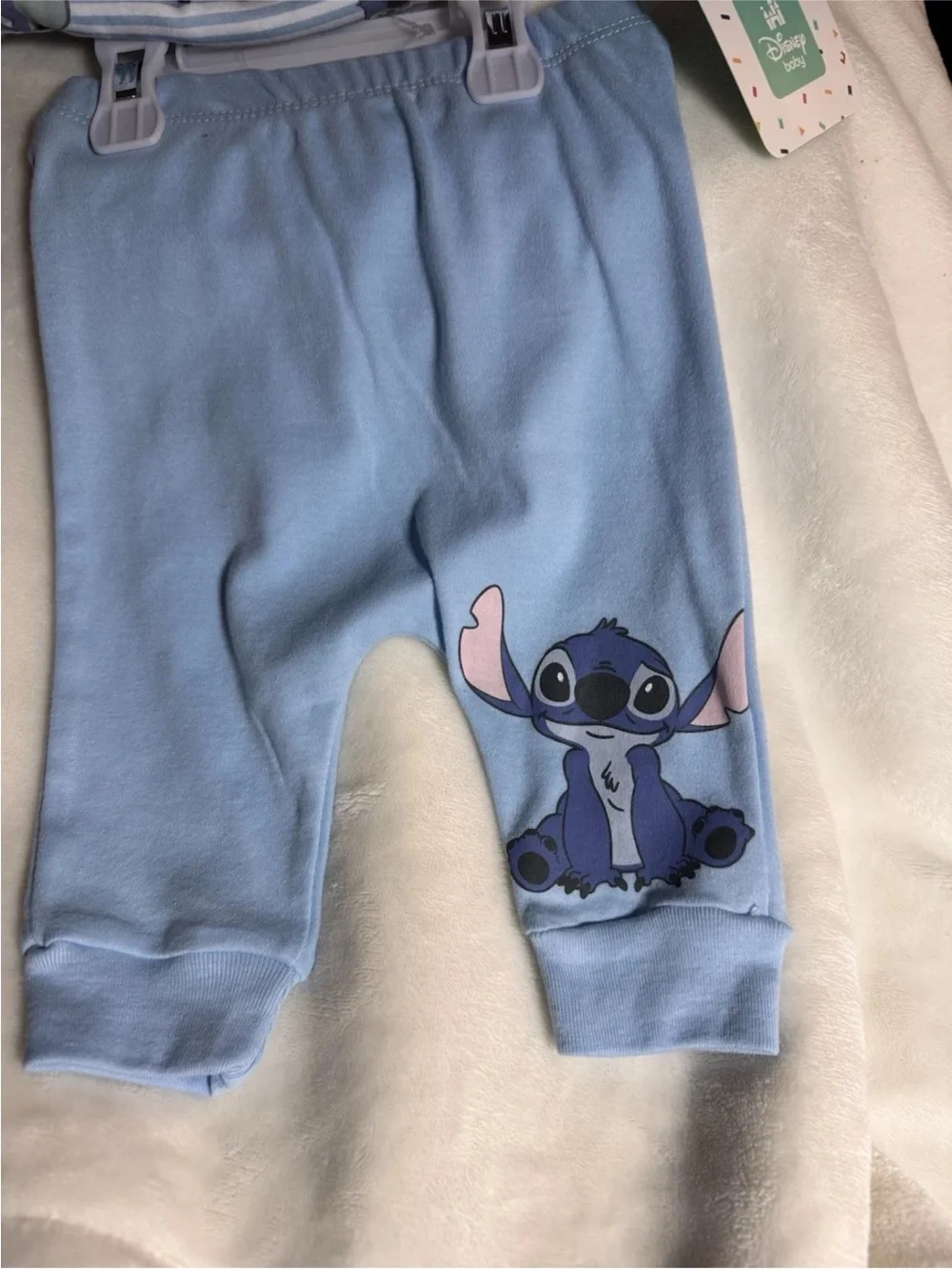 Disney Blue Stitch Baby Bodysuit, Bib & Pants Set NO HANGER